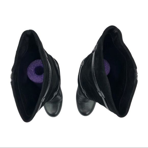 Cole Haan Kennedy Leather Suede High Heel Nike Air Boots Buckles in Black 6.5 - Picture 9 of 14